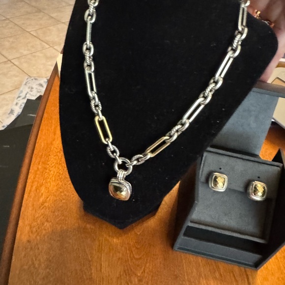 David Yurman Jewelry - David Yurman Lexington 3 pc set, chain SS/18k faceted earrings & 11mm pendant